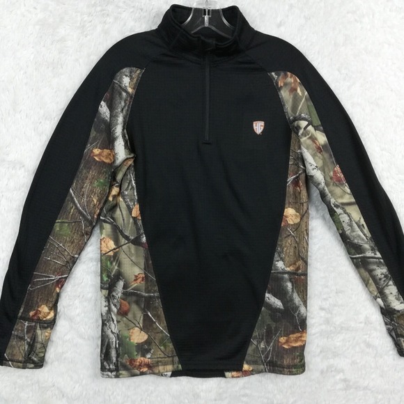 Legendary Whitetails Mens Jacket 1/2 Zip Huntguard‎ Camo Black Pullover M - Picture 1 of 8